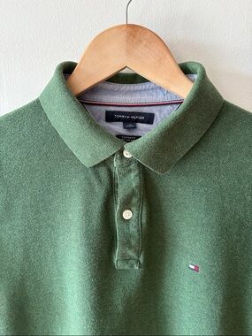 Tommy Hilfiger Pique Polo Custom Fit Green Size Large